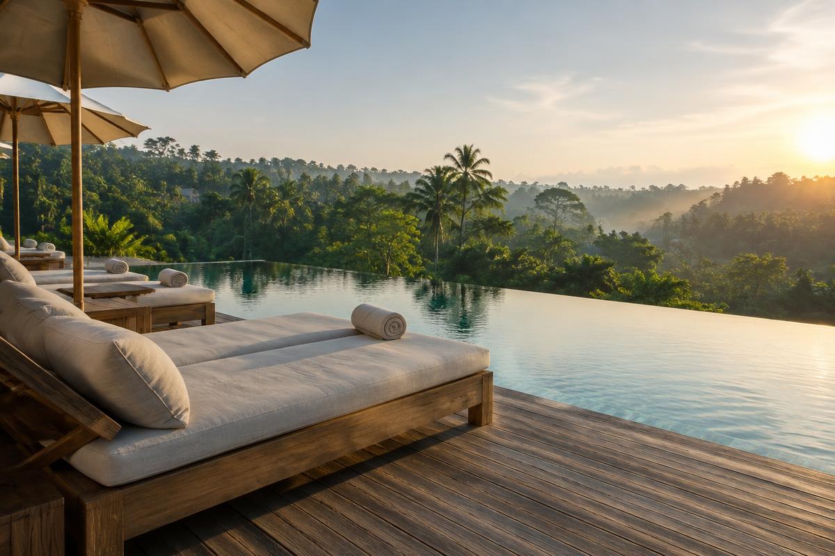 A quiet wellness and leisure morning at a tropical Ubud resort