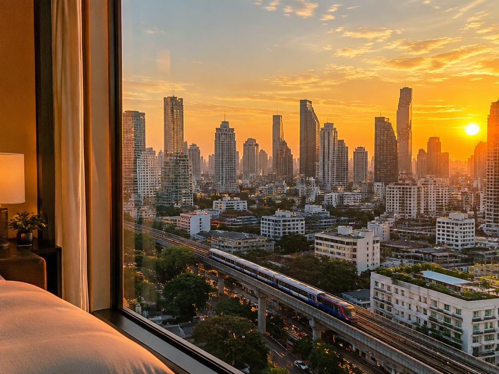 Bangkok skyline at golden hour