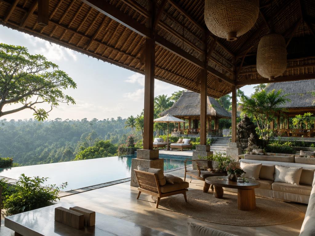 Luxury Ubud hotel villa with a private pool surrounded by jungle