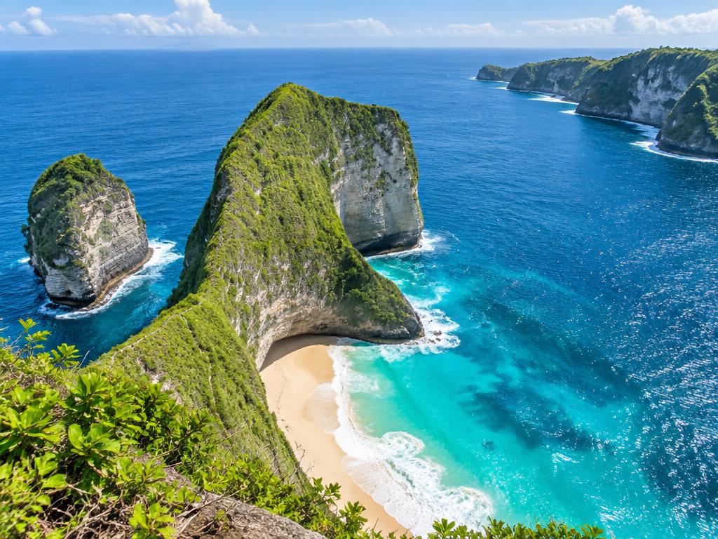 Dramatic cliffs and turquoise bay of Nusa Penida, Bali
