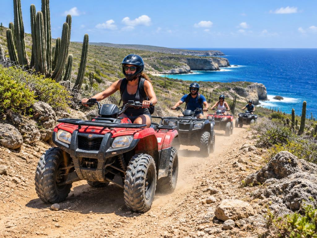 ATV adventure along a dusty Curaçao coastal trail