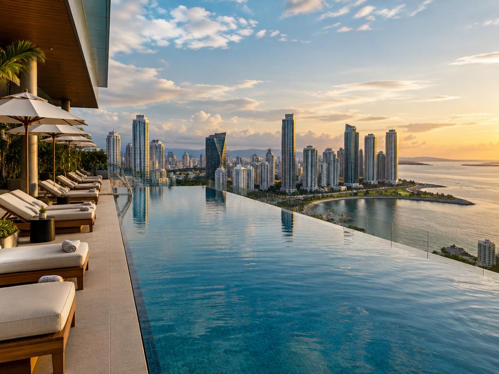 Luxury Panama City hotel with a rooftop pool and skyline view